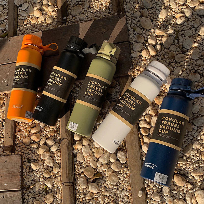 Garrafa Térmica em Aço Inoxidável 650ml / 850ml / 1100ml – Travel à Vácuo, Esportiva e Antivazamento