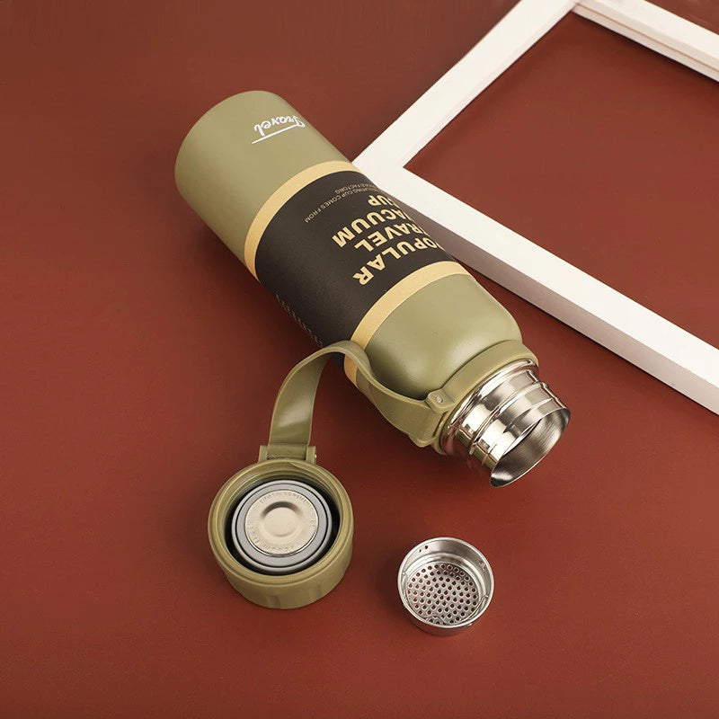 Garrafa Térmica em Aço Inoxidável 650ml / 850ml / 1100ml – Travel à Vácuo, Esportiva e Antivazamento