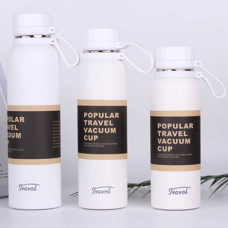 Garrafa Térmica em Aço Inoxidável 650ml / 850ml / 1100ml – Travel à Vácuo, Esportiva e Antivazamento