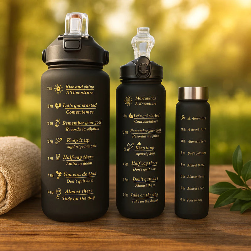 Kit 3 Garrafas Motivacionais 2L com Canudo – Squeeze Academia, Escola e Treino